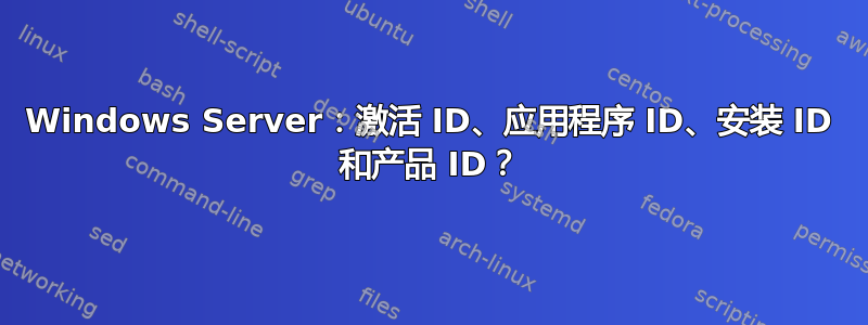 Windows Server：激活 ID、应用程序 ID、安装 ID 和产品 ID？