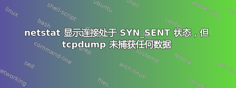 netstat 显示连接处于 SYN_SENT 状态，但 tcpdump 未捕获任何数据