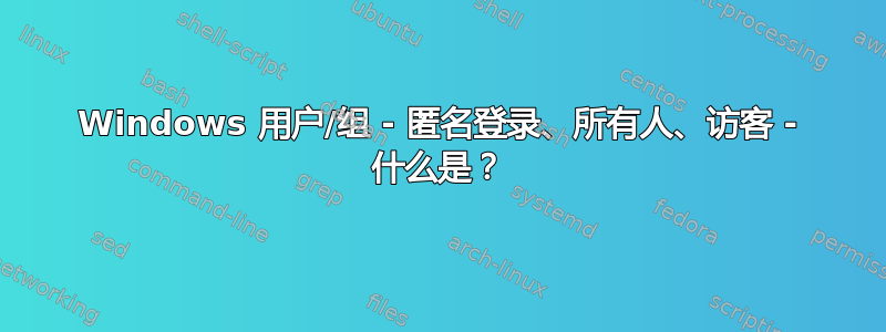 Windows 用户/组 - 匿名登录、所有人、访客 - 什么是？