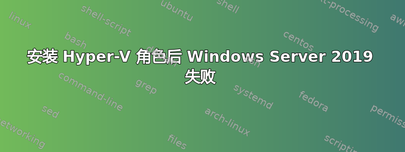 安装 Hyper-V 角色后 Windows Server 2019 失败