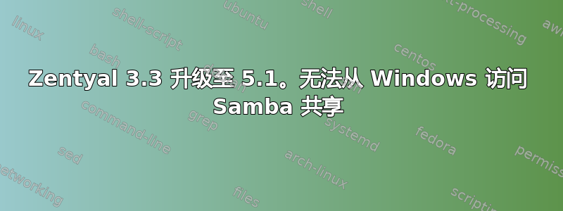 Zentyal 3.3 升级至 5.1。无法从 Windows 访问 Samba 共享