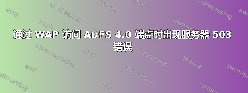 通过 WAP 访问 ADFS 4.0 端点时出现服务器 503 错误