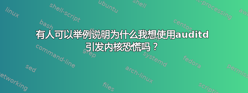 有人可以举例说明为什么我想使用auditd 引发内核恐慌吗？