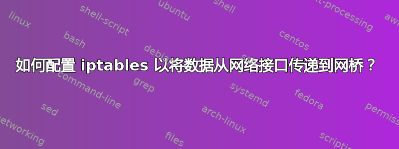 如何配置 iptables 以将数据从网络接口传递到网桥？