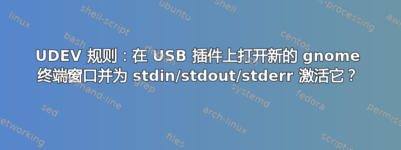 UDEV 规则：在 USB 插件上打开新的 gnome 终端窗口并为 stdin/stdout/stderr 激活它？