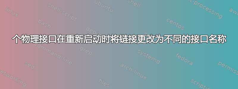 2 个物理接口在重新启动时将链接更改为不同的接口名称