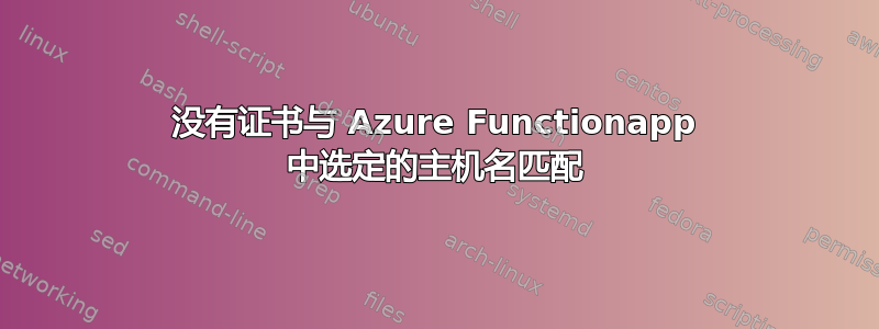 没有证书与 Azure Functionapp 中选定的主机名匹配