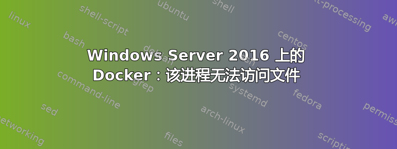 Windows Server 2016 上的 Docker：该进程无法访问文件