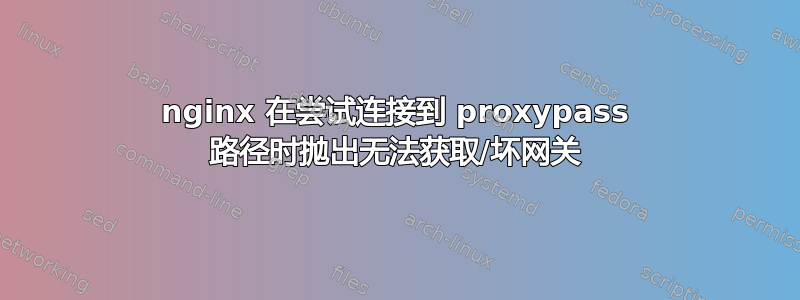 nginx 在尝试连接到 proxypass 路径时抛出无法获取/坏网关