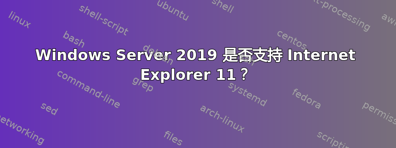 Windows Server 2019 是否支持 Internet Explorer 11？