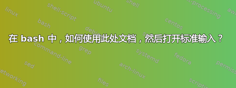 在 bash 中，如何使用此处文档，然后打开标准输入？