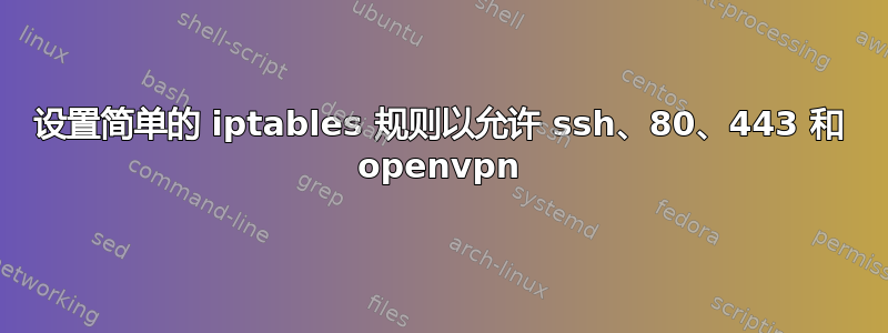 设置简单的 iptables 规则以允许 ssh、80、443 和 openvpn