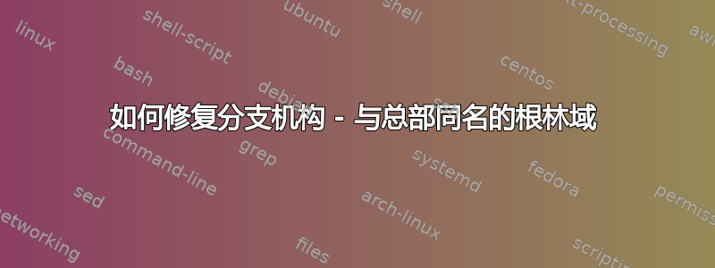 如何修复分支机构 - 与总部同名的根林域