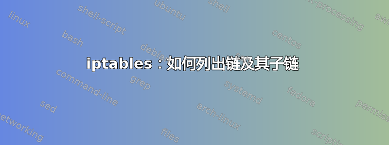 iptables：如何列出链及其子链