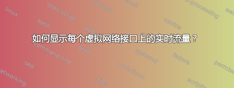 如何显示每个虚拟网络接口上的实时流量？