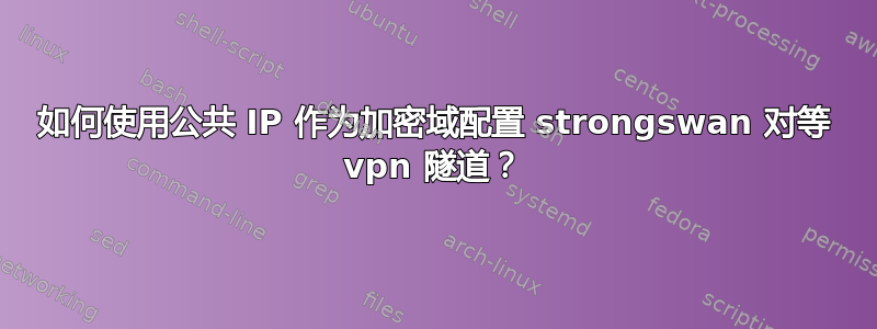 如何使用公共 IP 作为加密域配置 strongswan 对等 vpn 隧道？