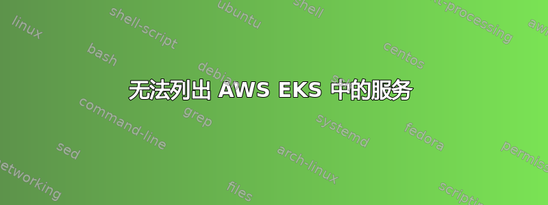 无法列出 AWS EKS 中的服务