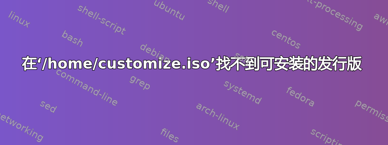 在‘/home/customize.iso’找不到可安装的发行版