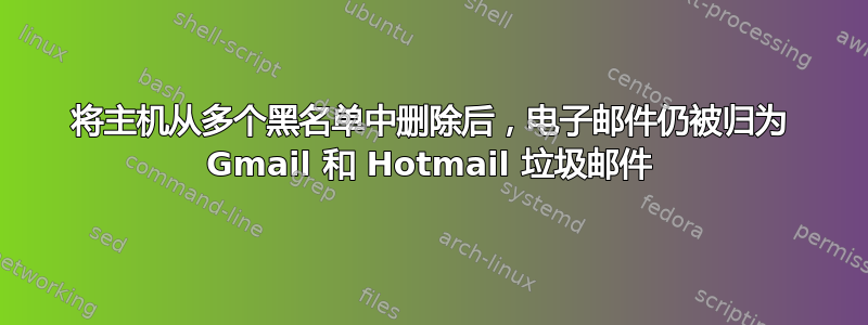 将主机从多个黑名单中删除后，电子邮件仍被归为 Gmail 和 Hotmail 垃圾邮件