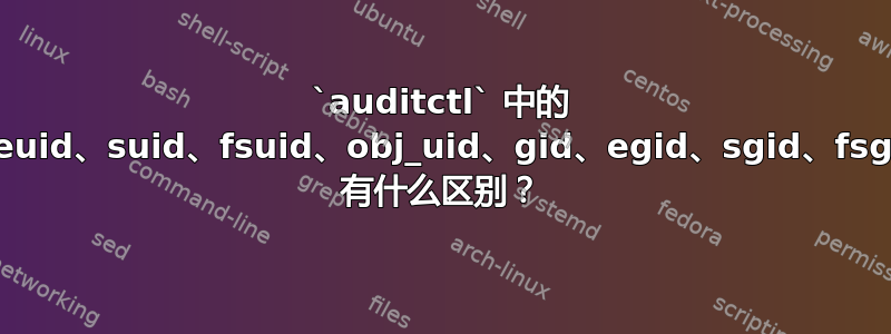 `auditctl` 中的 auid、uid、euid、suid、fsuid、obj_uid、gid、egid、sgid、fsgid、obj_gid 有什么区别？