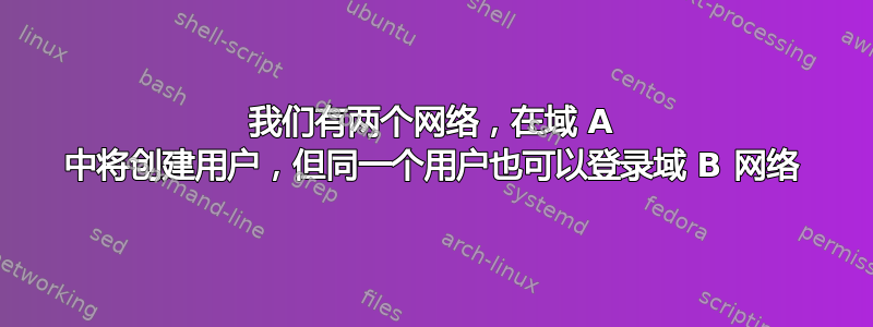 我们有两个网络，在域 A 中将创建用户，但同一个用户也可以登录域 B 网络