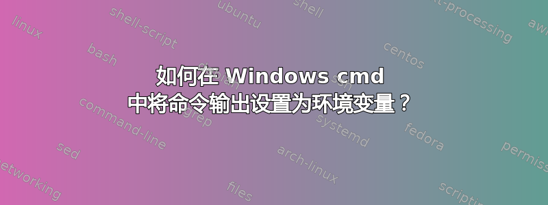 如何在 Windows cmd 中将命令输出设置为环境变量？