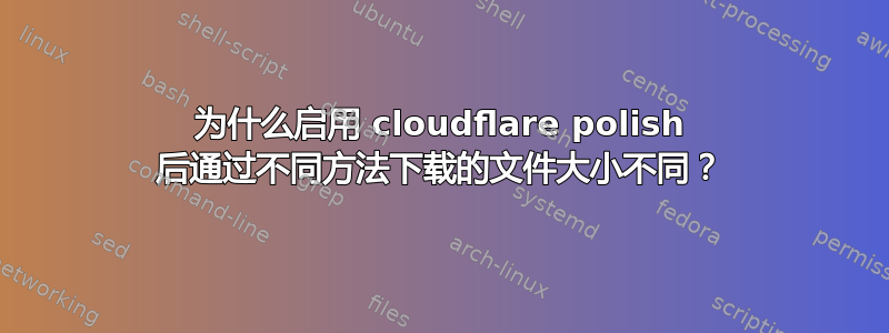 为什么启用 cloudflare polish 后通过不同方法下载的文件大小不同？