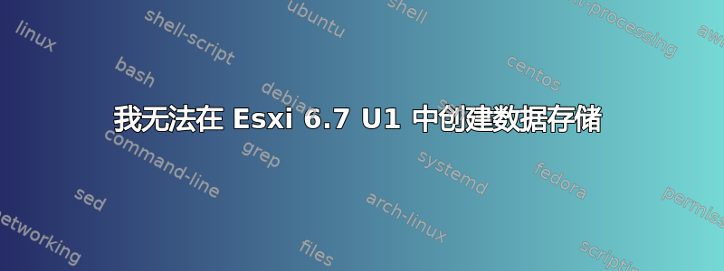 我无法在 Esxi 6.7 U1 中创建数据存储