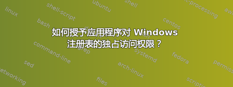 如何授予应用程序对 Windows 注册表的独占访问权限？