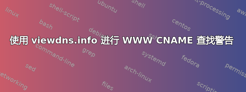 使用 viewdns.info 进行 WWW CNAME 查找警告