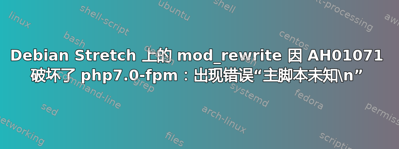 Debian Stretch 上的 mod_rewrite 因 AH01071 破坏了 php7.0-fpm：出现错误“主脚本未知\n”