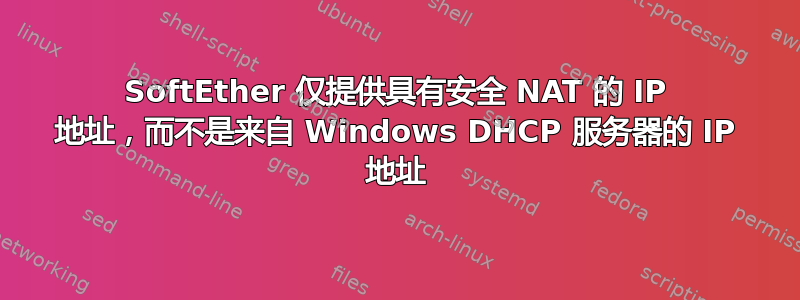 SoftEther 仅提供具有安全 NAT 的 IP 地址，而不是来自 Windows DHCP 服务器的 IP 地址