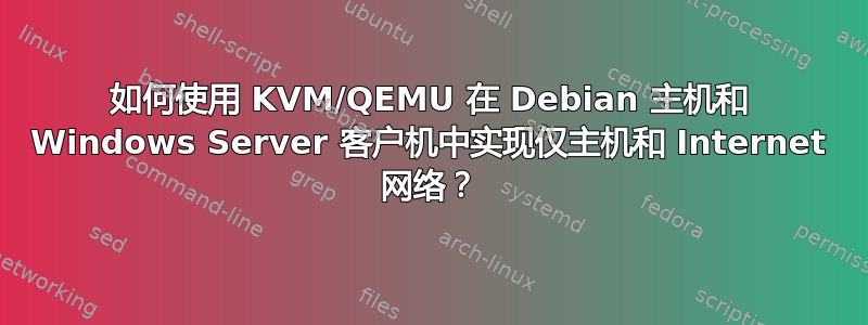 如何使用 KVM/QEMU 在 Debian 主机和 Windows Server 客户机中实现仅主机和 Internet 网络？