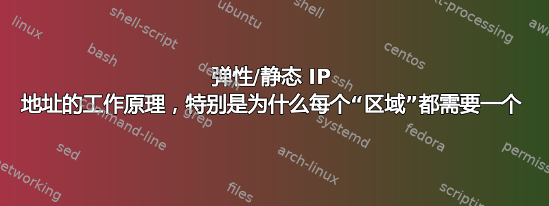 弹性/静态 IP 地址的工作原理，特别是为什么每个“区域”都需要一个