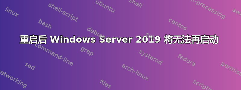 重启后 Windows Server 2019 将无法再启动