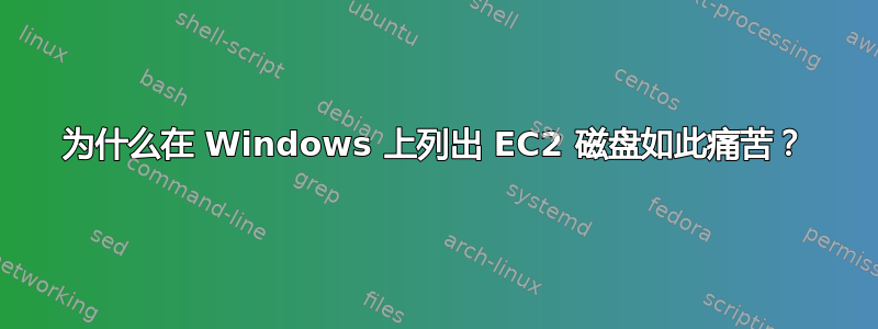 为什么在 Windows 上列出 EC2 磁盘如此痛苦？