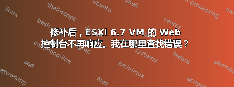 修补后，ESXi 6.7 VM 的 Web 控制台不再响应。我在哪里查找错误？