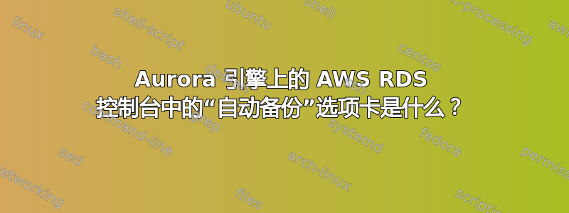 Aurora 引擎上的 AWS RDS 控制台中的“自动备份”选项卡是什么？