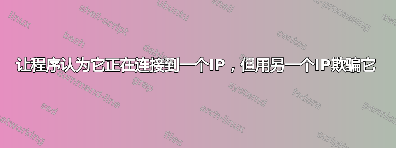 让程序认为它正在连接到一个IP，但用另一个IP欺骗它