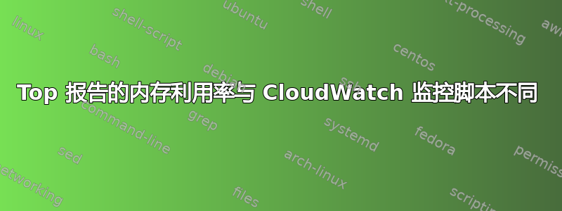 Top 报告的内存利用率与 CloudWatch 监控脚本不同