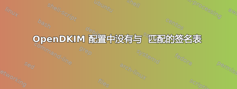 OpenDKIM 配置中没有与  匹配的签名表