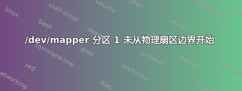 /dev/mapper 分区 1 未从物理扇区边界开始