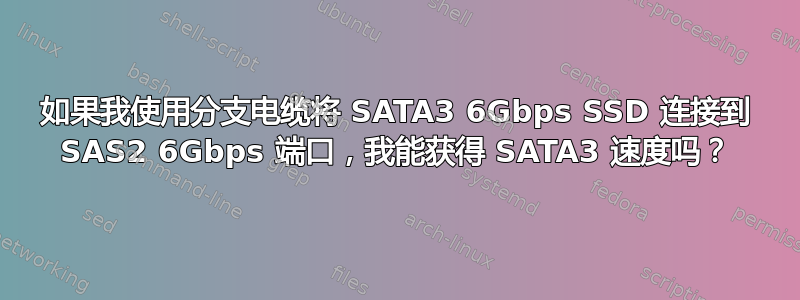 如果我使用分支电缆将 SATA3 6Gbps SSD 连接到 SAS2 6Gbps 端口，我能获得 SATA3 速度吗？