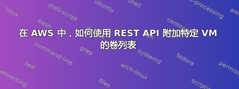 在 AWS 中，如何使用 REST API 附加特定 VM 的卷列表