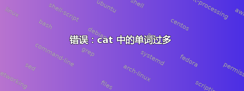 错误：cat 中的单词过多