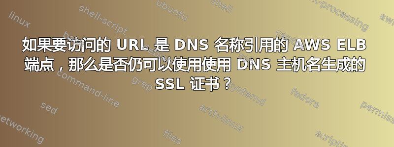 如果要访问的 URL 是 DNS 名称引用的 AWS ELB 端点，那么是否仍可以使用使用 DNS 主机名生成的 SSL 证书？