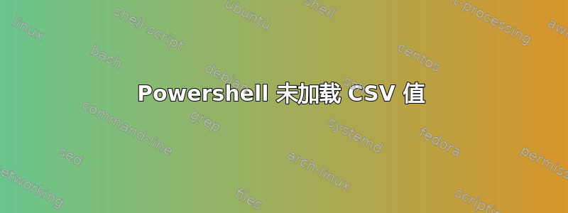 Powershell 未加载 CSV 值