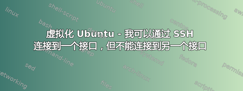 虚拟化 Ubuntu - 我可以通过 SSH 连接到一个接口，但不能连接到另一个接口