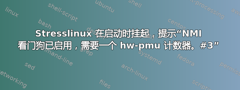 Stresslinux 在启动时挂起，提示“NMI 看门狗已启用，需要一个 hw-pmu 计数器。#3”