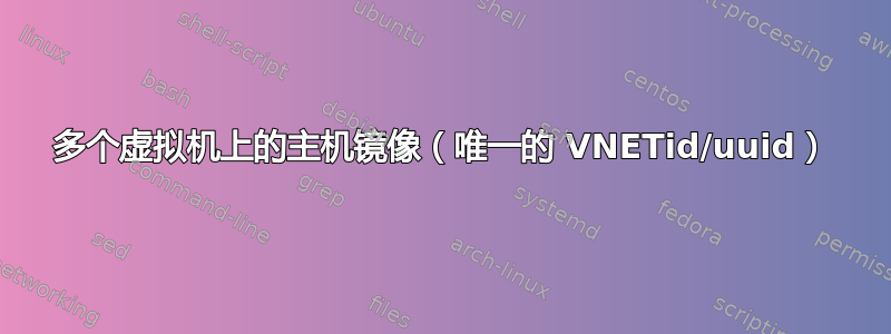 多个虚拟机上的主机镜像（唯一的 VNETid/uuid）